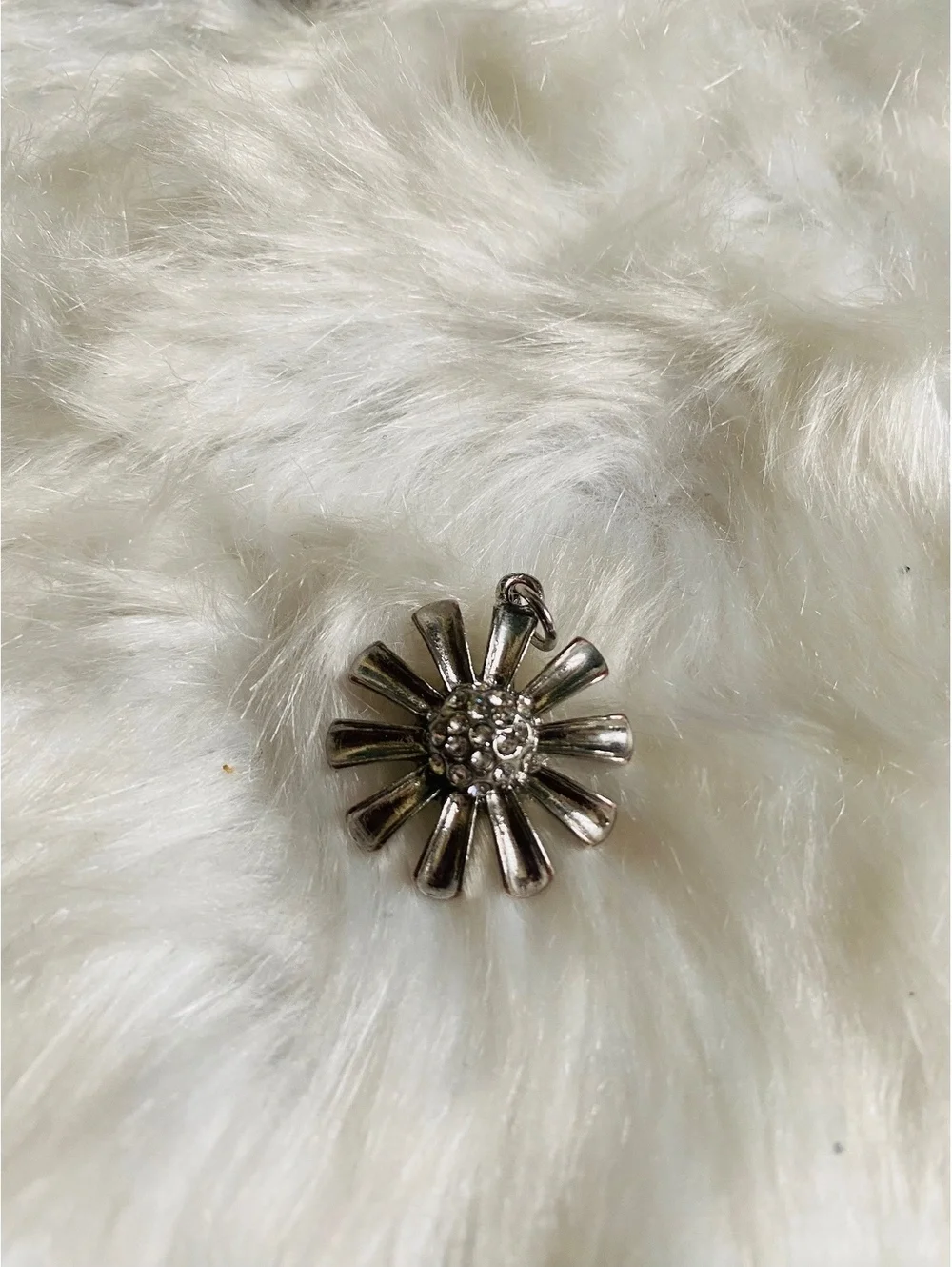Set of Two Silver Tone Floral Charms Pendants